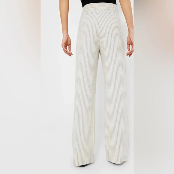 Tuckernuck Natural Stripe High Waist Wide Leg Linen Blend Faris Pants Sz 10 NWT - Picture 9 of 13